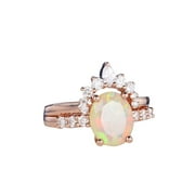 NUOKO 2 In 1 Fashion Women Artificial Gemston Ring Set Wedding Engagement Jewelry Gift