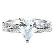 NUOKO 2 In 1 Fashion Women Artificial Gemston Ring Set Wedding Engagement Jewelry Gift
