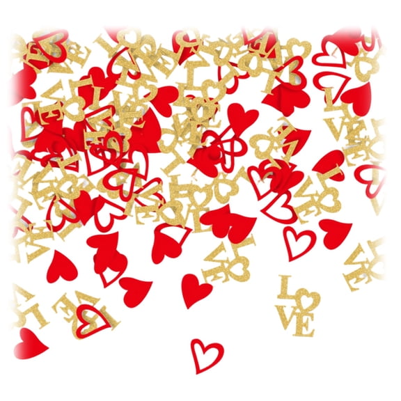 NUOKO 200Pcs Red Heart Paper,Heart and Love Decorations,Red and Gold Glitter Letter Confetti,Confetti Love Confetti for Valentine's Day Wedding Birthday Party Table Decoration Supplies