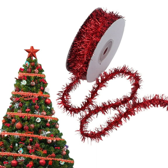 NUOKO 354IN Metallic Tinsel Garland Tinsel Bibbon,Tinsel Garland Twist Tinsel,Thin Glitter Tinsel Garland Decoration,Wedding Birthday Party Decorations Supplies Red