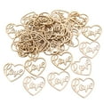 thumbnail image 1 of NUOKO 50PCS Wood Hearts Slices,Wooden Hollow Hanging Ornaments,Wooden Discs Heart Shaped Embellishment for Wedding Decor Arts Crafts DIY Photo Album Decoration Khaki, 1 of 8