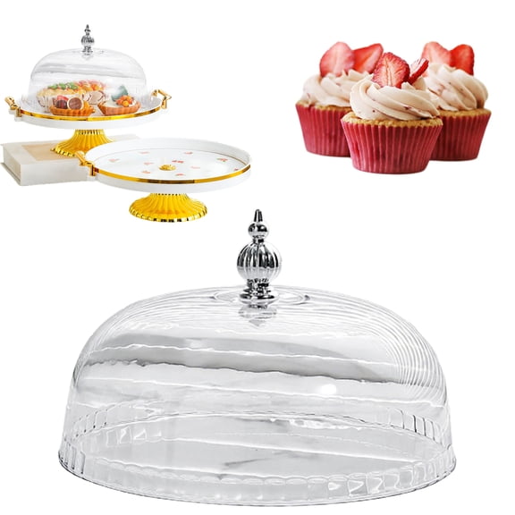 NUOKO Acrylic Cake Cover Dome - 8 Inch Clear Plastic Dessert Cloche - for Protecting Cakes and Pastries Ideal for Home Baking and Food Display