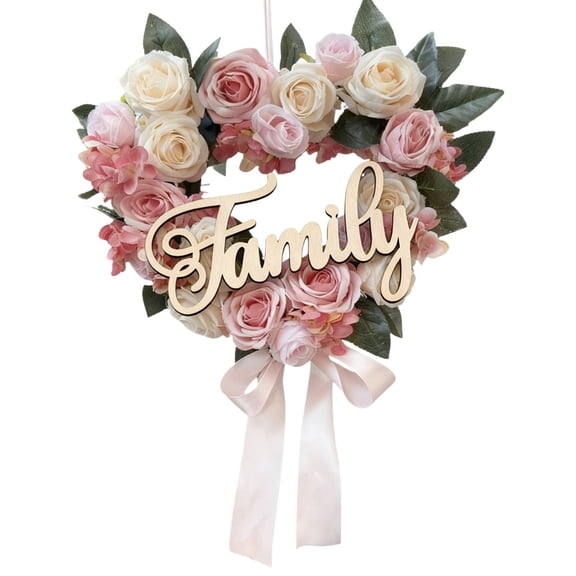 NUOKO Artificial Rose Love Garland,Lifelike Flower Hanging Garland on The Door Wall or as The Central Decoration of The Dining Table,Valentine's Day Heart Shaped Rose Wreath