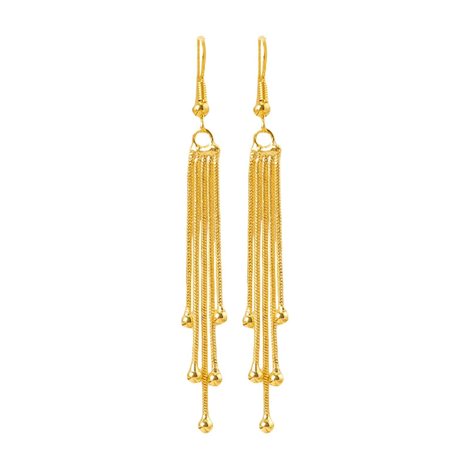 NUOKO Earrings Plated Dangle Drop Tassel Stud Earrings Long Tassel Dangle Earrings Gold Drop Threader Earrings Jewelry For Women