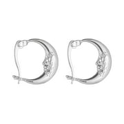 NUOKO Fashion Earrings Stainless Steel Round Earrings Women Creative Earrings Moon Earrings Punk Style Metal Earrings
