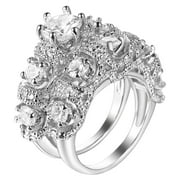NUOKO Finger Ring Dazzling Double Layer Ring Jewelry Luxury Fashion Brilliant Zircon Ring Set Jewelry Female Wedding Engagement Couple Ring