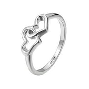 NUOKO Finger Ring Engagement Double Heart Women's Wedding Ring Women's Jewelry Ring Heart Shaped Women's Ring