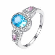 NUOKO Finger Ring Engagement Round Cut Zirconia Women's Wedding Rings Jewelry Rings Women's Full Diamond Women's Rings Full Diamond Couples Rings