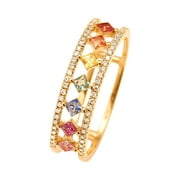 NUOKO Finger Ring Engagement Round Cut Zirconia Women's Wedding Rings Jewelry Rings Women's Full Diamond Women's Rings Full Diamond Couples Rings