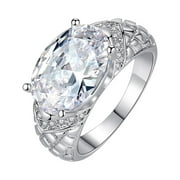 NUOKO Finger Ring Engagement Round Cut Zirconia Women's Wedding Rings Jewelry Rings Women's Full Diamond Women's Rings Full Diamond