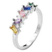NUOKO Finger Ring Geometric Art Fancy Diamond Ring Zirconia Engagement Ring
