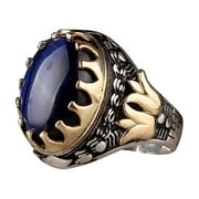 NUOKO Finger Ring Large Saphire Ring, Round Blue Gemstone Ring, Vintage Ring, Diamond Ring, Gift Ring, Peacock Shape, Peacock Ring,Diamond Ring, Big Diamond Ring