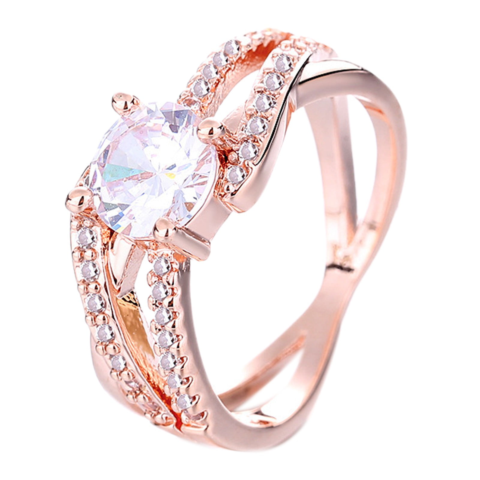NUOKO Finger Ring New Ring Female Zircon Full Diamond Ring Set Diamond ...