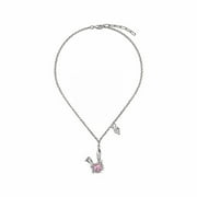 NUOKO Finger Ring Pretty Rabbit Ears Love Gem Earrings Broken Ears Rabbit Pink Heart Ring Sweet Cool Pink Diamond Cute Rabbit Necklace Girl