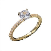 NUOKO Finger Ring Simple Women'S Zirconia Bling Diamond Engagement Wedding Ring