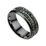 NUOKO Finger Ring Titanium Steel Double Diamond Ring Korean Style Fashion Stainless Steel Diamond Couple Ring