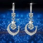 NUOKO Hot Selling Diamond-studded Creative Earrings Temperament Diamond Moon Earrings