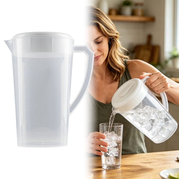 NUOKO Large Capacity Water Pitcher Jug Plastic Straining Gallon Pitcher with Lid and Handle for Cold Water Ice Tea Juice Beer Plastic Pitcher, Tea Pitcher, Glass Water Jug