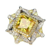 NUOKO Luxury Party Engagement Ring Yellow Diamond Square Diamond Engagement Ring