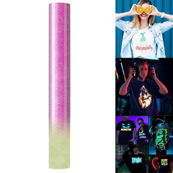 NUOKO Neon Pink Glitter Heat Transfer Easy Weed & Cut Heat Transfer Vinyl, Mixed Color Sparkle Iron On Vinyl for T-Shirts, DIY Crafts All Cutter Machine Easy to Cut & Weed for Heat Vinyl Design