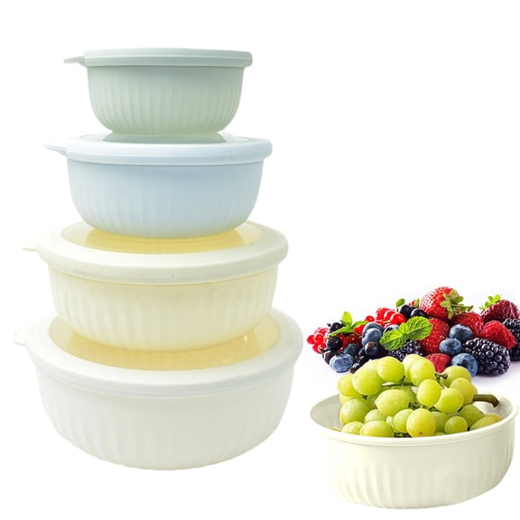 NUOKO Prep Bowls with Lids- Wide and Deep Nesting Plastic Small Mixing Bowl Set with Lids Table Concept Food Storage Containers, Plastic Bowls with Lids Set, Mixing Bowls, Food Prep Containers