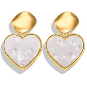 NUOKO Simple Metallic Gold Outer Ring Irregular Shape Love Acrylic Earrings Ladies