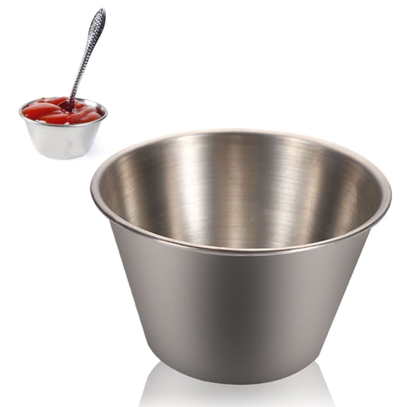 NUOKO Stainless Steel Dipping Sauce Cups Reusable Metal Condiment Bowls, Ramekins Salad Dressing Container for Ketchup Dressing, Home Party Restaurant Kitchen Use