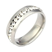 NUOKO Stainless Steel Single Ring Circle Ring Diamond Ring Diamond Ring Couple Ring