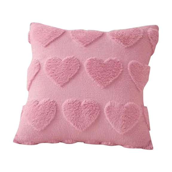 NUOKO Valentine’s Day Love-Shaped Quilted 3D Plush Pillow Cover,Romantic Heart-Shape,Love-Themed 3D Plush Pillow Sham,Perfect for Bedroom,Living Room ,Valentine’s Day Home Arrangements Pink