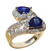 NUOKO Women Ring With Water Drop Handmade Luxury Cut Wedding Engagement Jewelry Gift