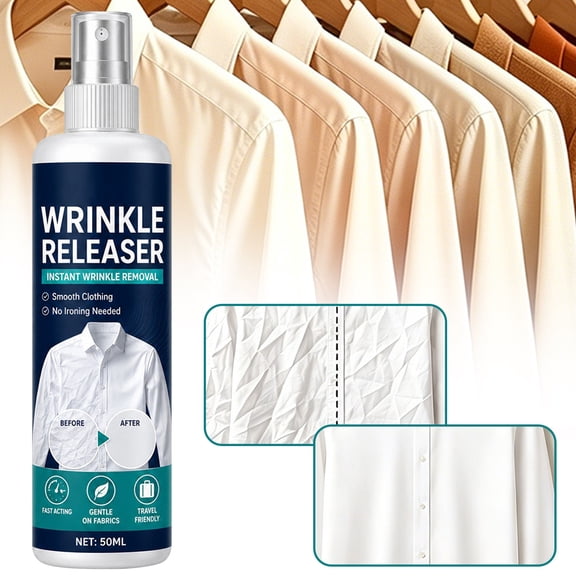 NUOKO Wrinkle Releaser Spray, Instant Wrinkle Releaser Spray Smooths Creases in Seconds, Clothes Wrinkle Release Spray Travel Size, Travel-Ready 50ml, No Iron, Static Fresh