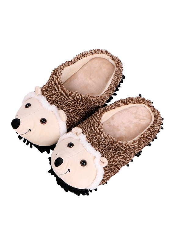1 Pair Cartoon Hedgehog Slippers Winter Indoor Slippers Warm Plush Slippers