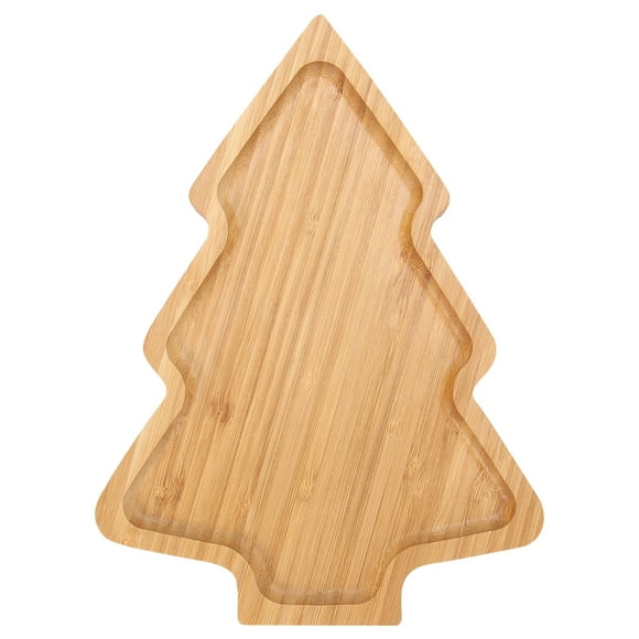 NUOLUX 1 Pc Christmas Service Plate Cartoon Home Dish Bamboo Salad Plate (Wood Color)
