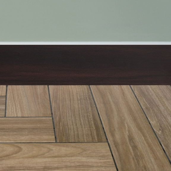 NUOLUX 1 Roll Black Wood Grain Rectangular Self Adhesive Baseboard Trim for Wall Decoration 196.50X4.72X0.04In