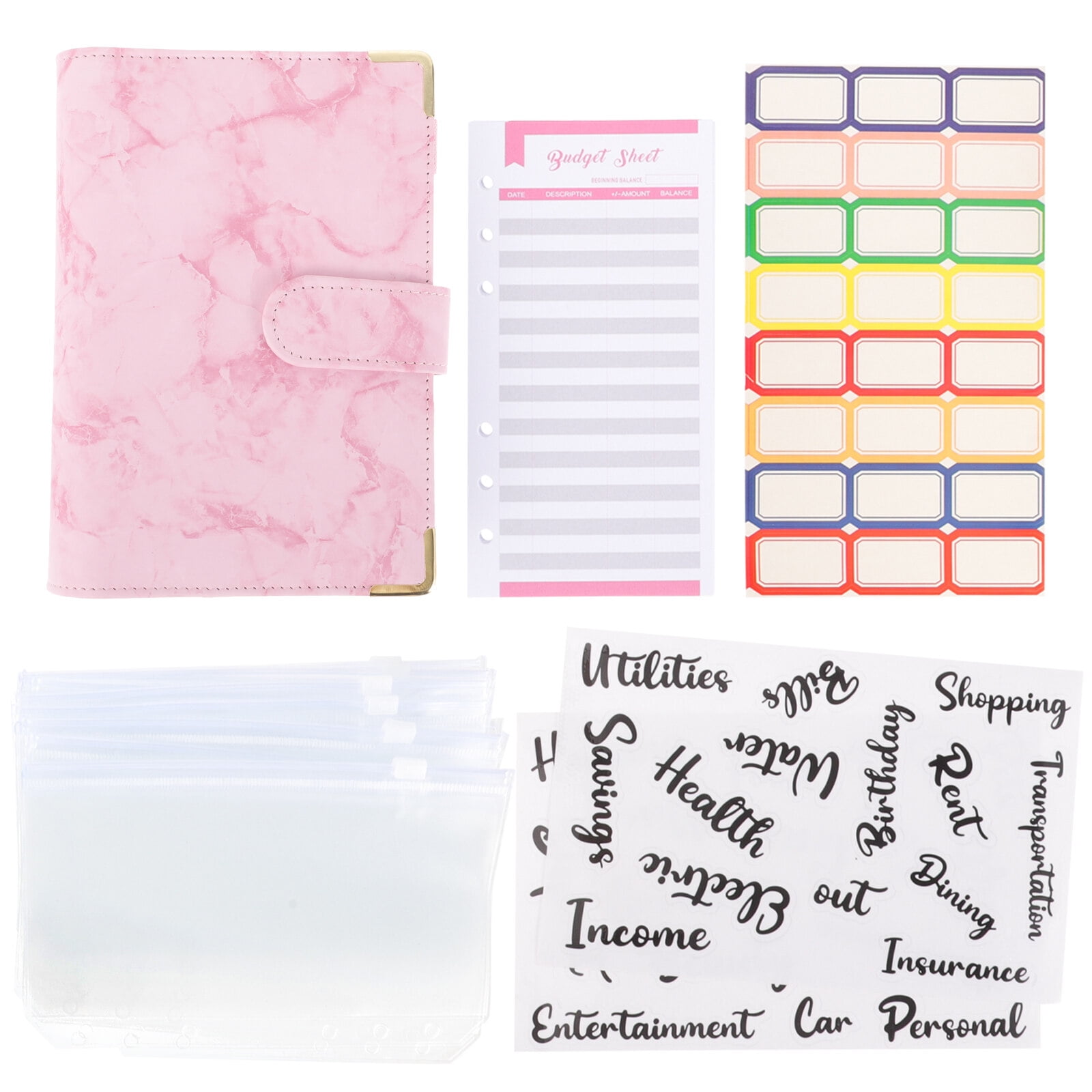 NUOLUX 1 Set Budget Binder with Zipper Envelopes Binder Cash Envelopes