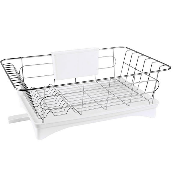 Tineasur Stainless Steel and PP Dish Drying Rack for Kitchen Use with and Fork Storage 1 Set