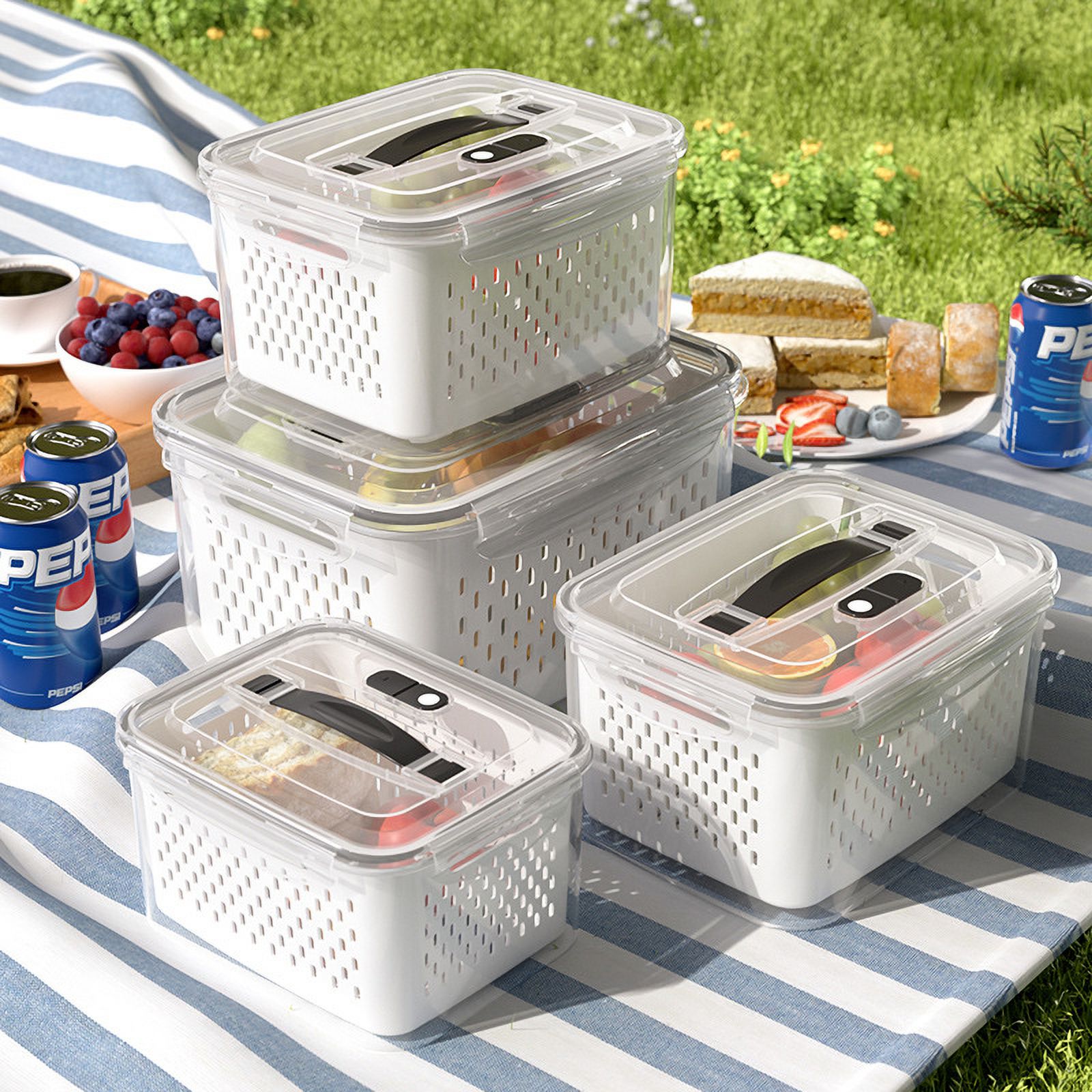 NUOLUX 1 Set Fresh Produce Vegetable Fruit Storage Containers Fridge