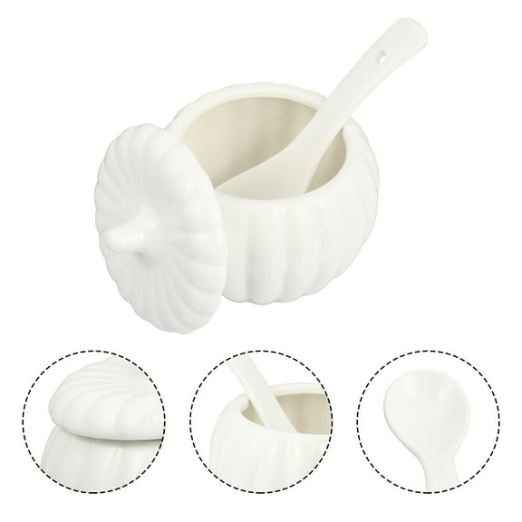 Toyandona White Ceramic Stew Bowl with Lid and Spoon for Cooking and Dining