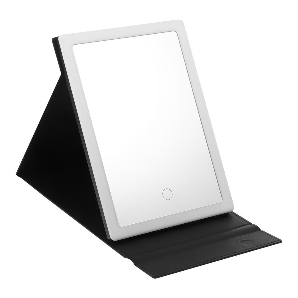 NUOLUX 1 Set of Folding LED Makeup Mirror PU Portable Mirror with Light for Makeup