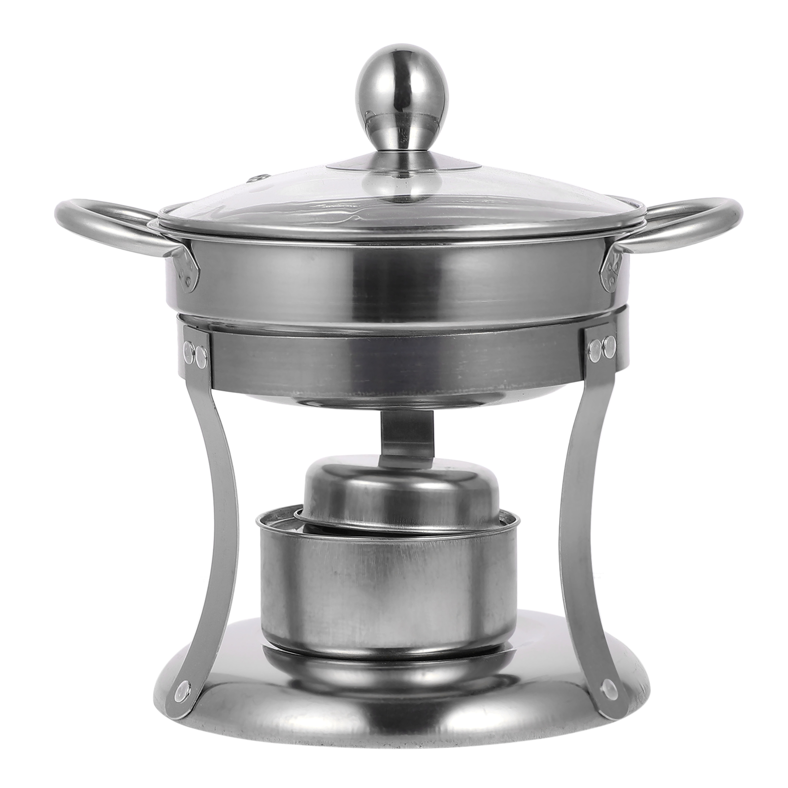 NUOLUX 1 set of Portable Alcohol Stove Stainless Steel Selfservice Hot Pot Stove