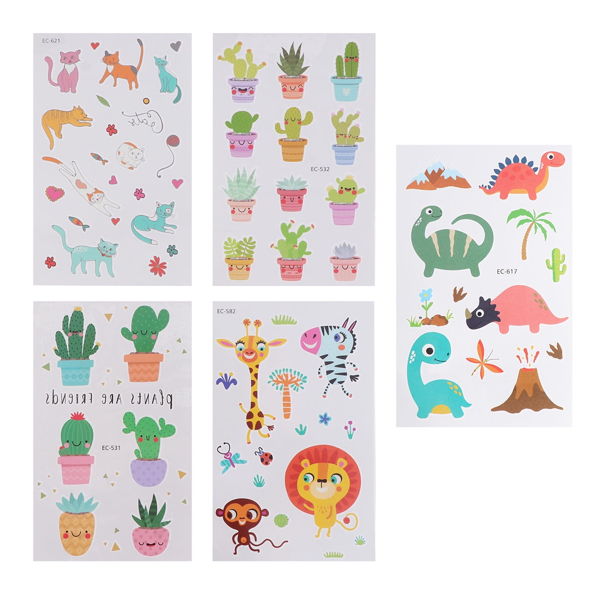 NUOLUX 10 Sheets Children's Nail Stickers Cartoon Temporary Stickers Waterproof Party Decals
