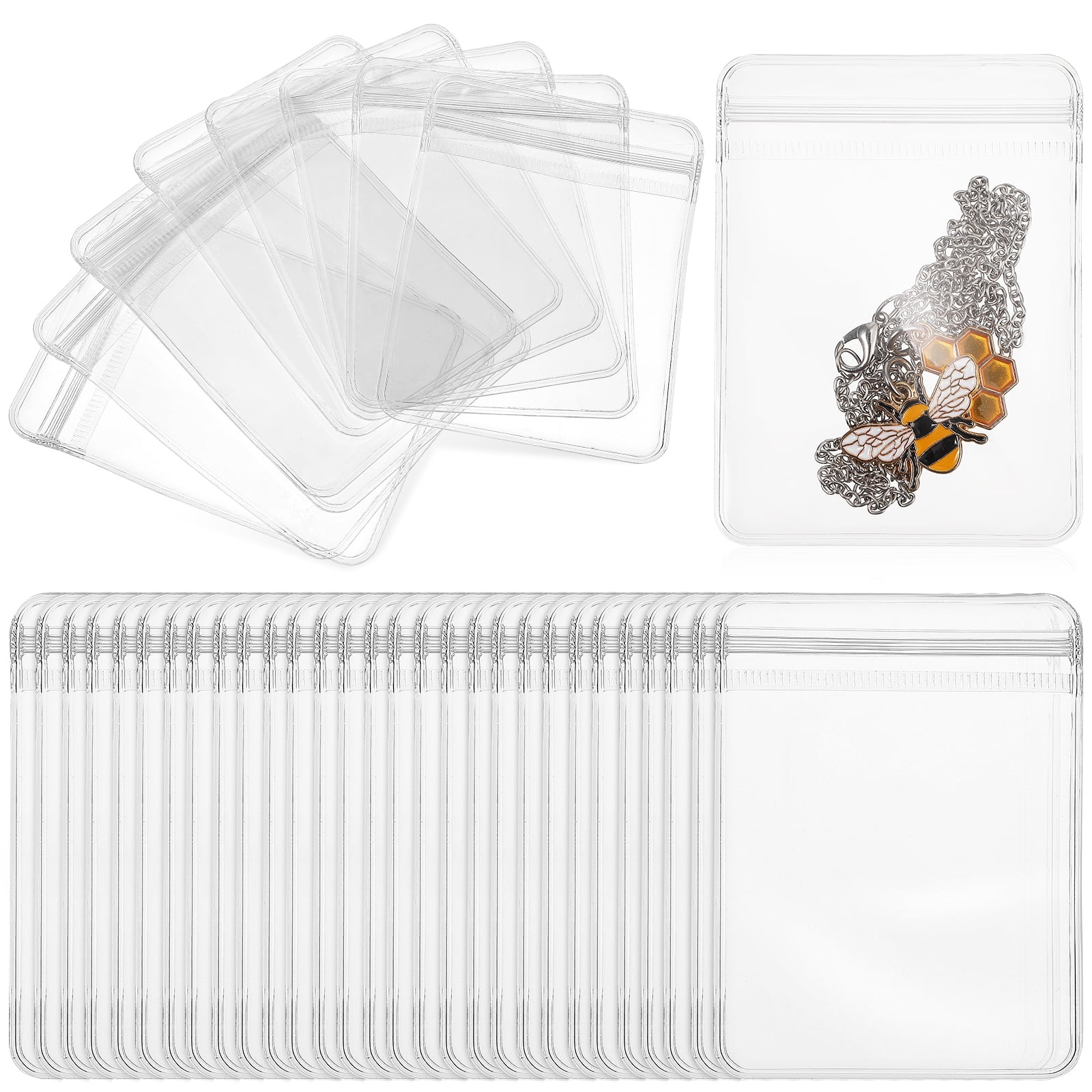 100pcs Plastic Transparent Jewelry Earring Packaging Bags Self