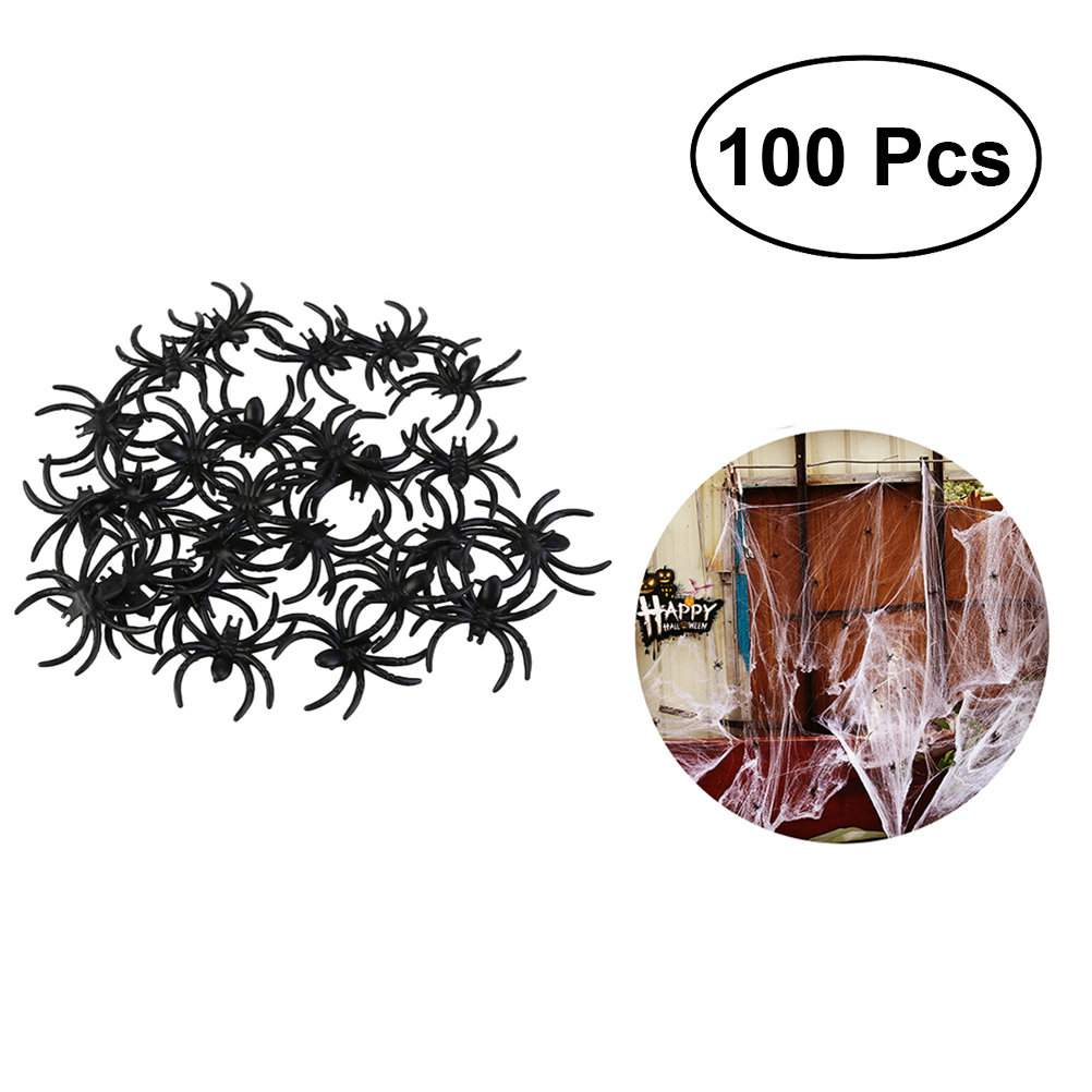 NUOLUX 100 pcs Plastic Fake Spider Practical Jokes Props Realistic
