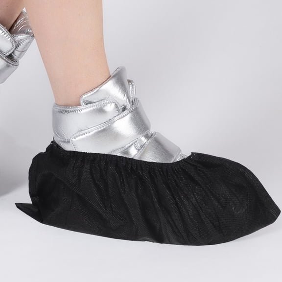 NUOLUX 100-Pack Black Disposable Non-Woven Shoe Covers, Thick Non- Foot Covers for Household and One-Time Use