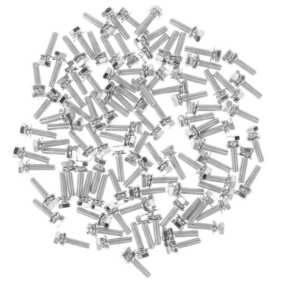 NUOLUX 100Pcs Fully Threaded Hexagon Bolts M5x20 Carbon Steel White Zinc Coated for Various Hardware Applications