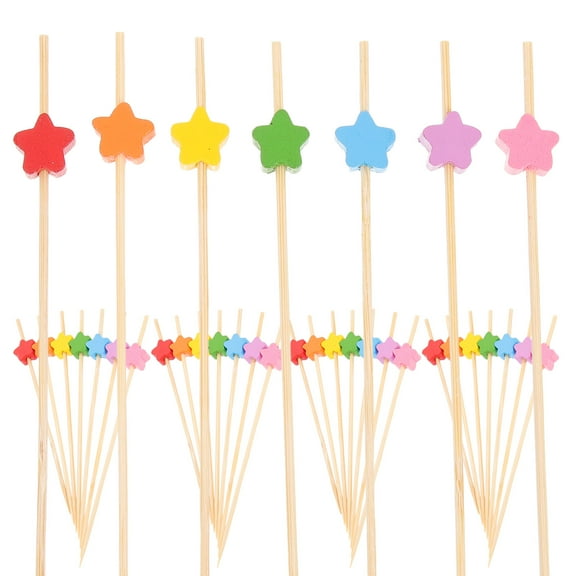 TABLETREANDS Fruit Picks Bamboo Elegant Design Appetizers Party Gathering Buffet 100Set 4.7x0.5In