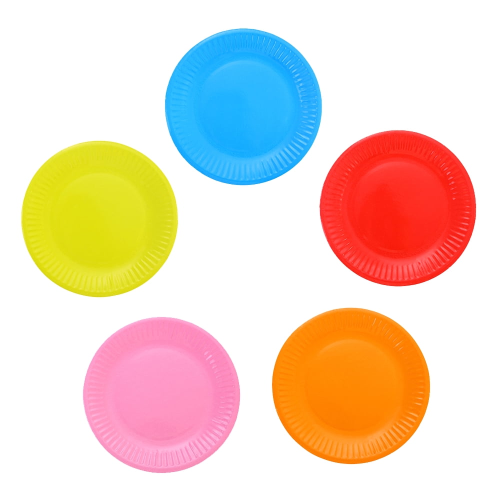 NUOLUX 100pcs Paper Plate Paper Cake Plates Disposable Colorful for Birthday Party Decor