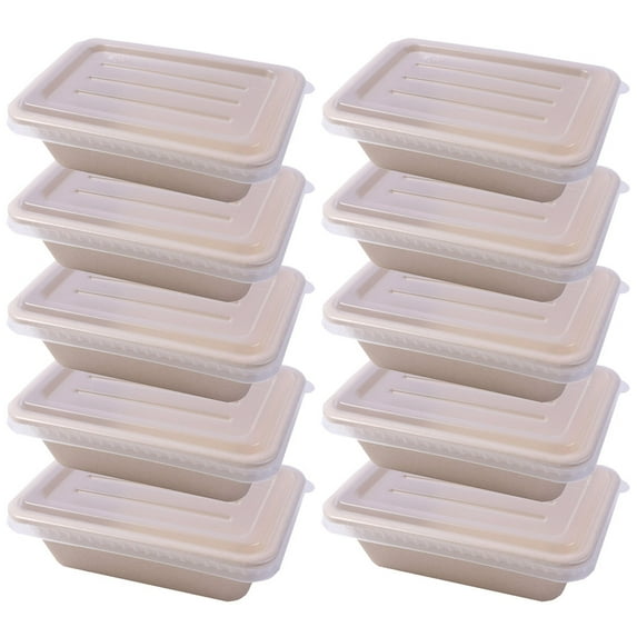 Homoyoyo 10PCS Disposable Food Storage Containers Yellow Meal Boxes 700ML PP and Paper Material Microwave Safe