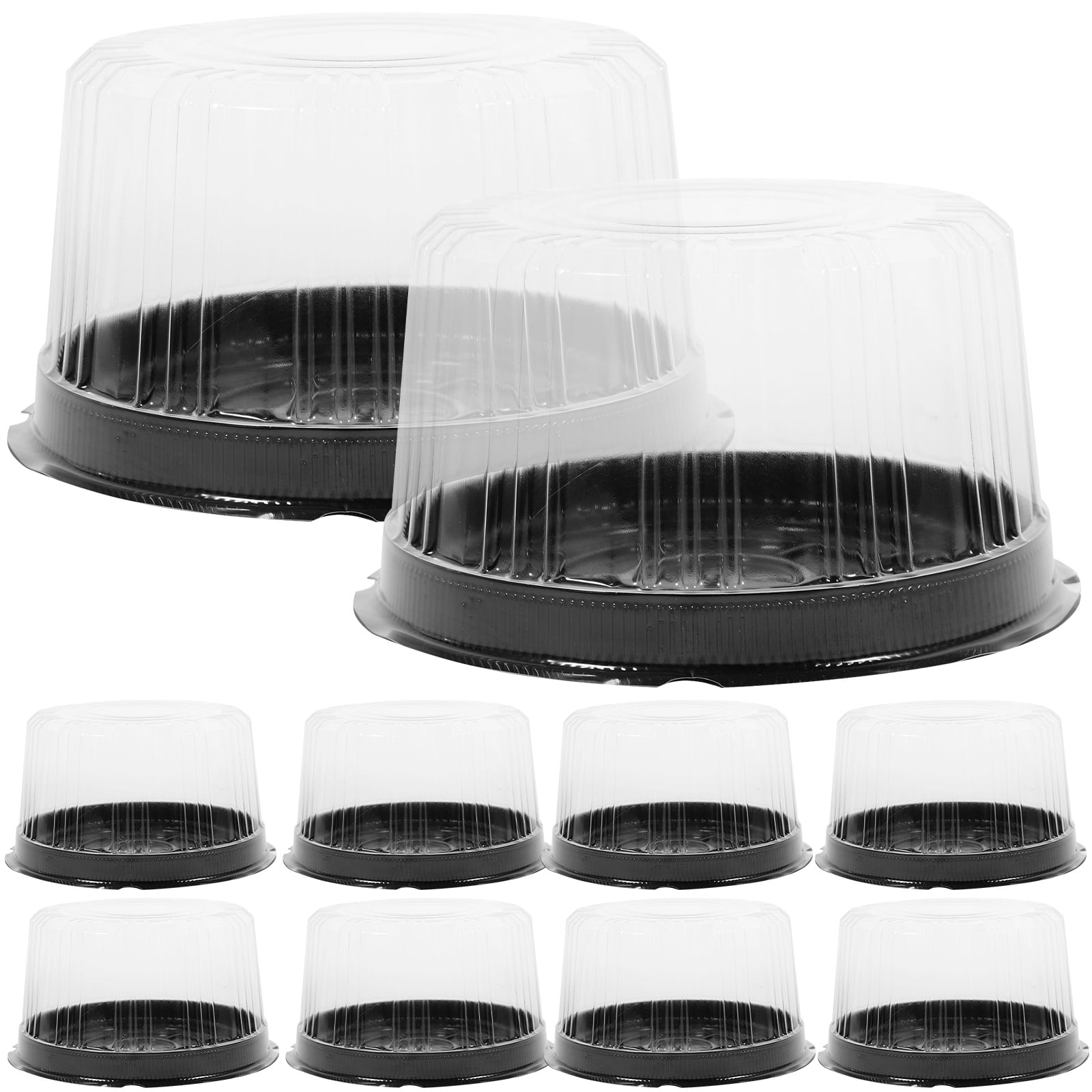 NUOLUX 10Pcs Clear Plastic Food Container Cake Containers Carriers Packaging Box with Lids 6inch