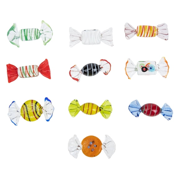 Tineasur Set of 10 Colorful Glass Candy Decorations, Sweet-Themed Ornaments for Home and Party Decor